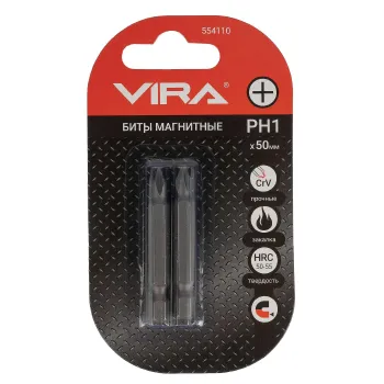Изображение товара Биты Vira PH1x50 мм 2 шт - односторонний магнитный инструмент для отверток Изображение товара Биты Vira PH1x50 мм 2 шт - односторонний магнитный инструмент для отверток