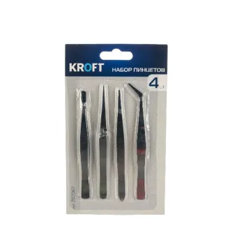 Изображение товара Набор пинцетов Kroft 4 шт высококачественные инструменты для косметики и мелкого ремонта Изображение товара Набор пинцетов Kroft 4 шт высококачественные инструменты для косметики и мелкого ремонта
