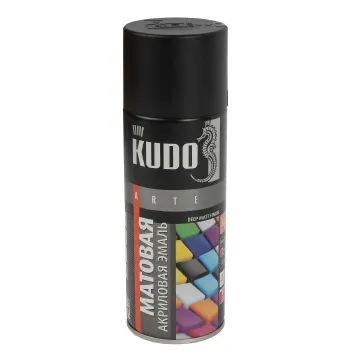 Изображение товара Эмаль аэрозольная акриловая Kudo черная RAL9005 матовая 0,52л Изображение товара Эмаль аэрозольная акриловая Kudo черная RAL9005 матовая 0,52л