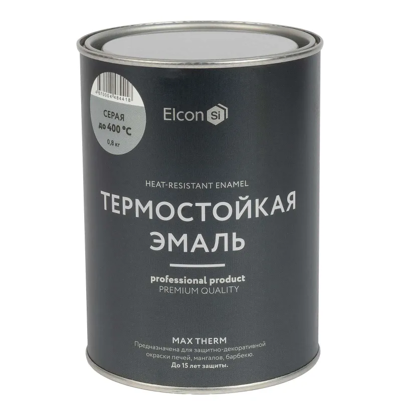 Эмаль термостойкая Elcon серая (до +400°С) матовая 0,8кг_1