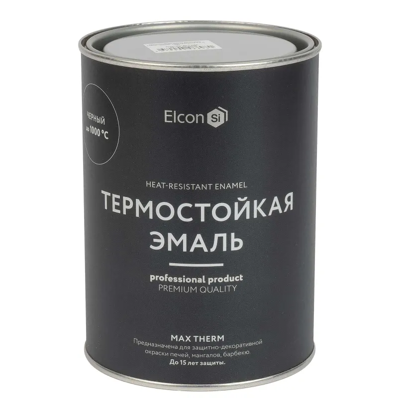 Эмаль термостойкая Elcon черная (до +1000°С) матовая 0,8кг_1