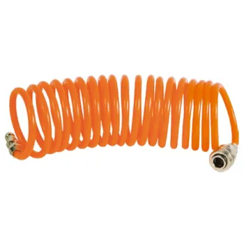 Изображение товара Спиральный пневмо-шланг Кратон PU 15 м для компрессора Изображение товара Спиральный пневмо-шланг Кратон PU 15 м для компрессора