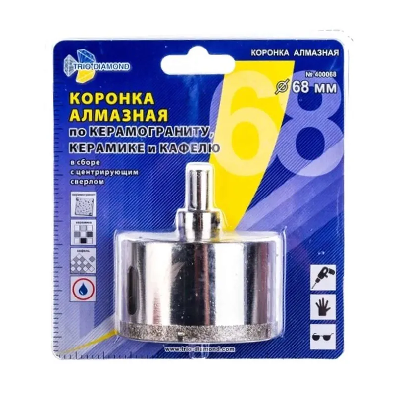 Коронка алмазная Trio-Diamond по керамике и кафелю 68x40 с центрирующим сверлом_1