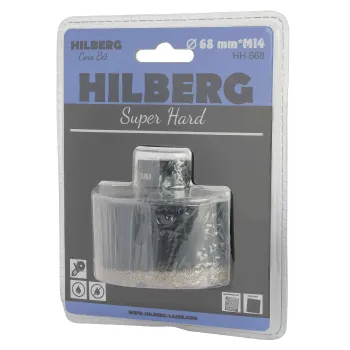 Изображение товара Коронка алмазная Hilberg Super Hard 68x35 M14 для керамогранита и гранита Изображение товара Коронка алмазная Hilberg Super Hard 68x35 M14 для керамогранита и гранита