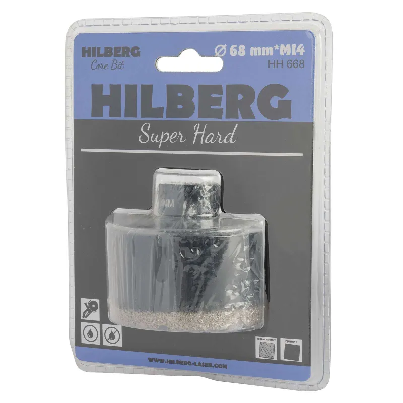 Коронка алмазная по керамограниту и граниту Hilberg Super Hard 68x35 M14_1