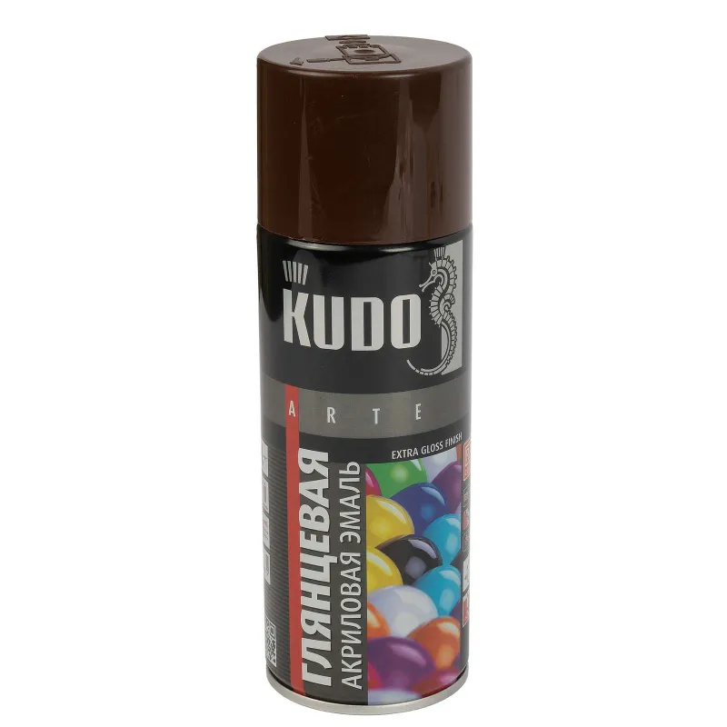 Эмаль аэрозольная акриловая Kudo коричневая (RAL 8017) глянцевая 0,52л_1
