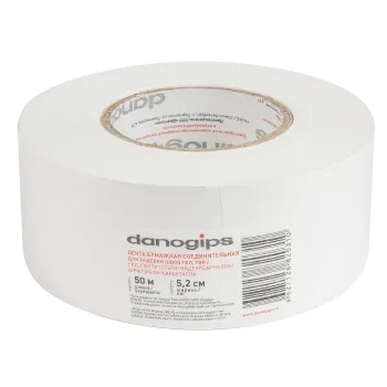 Изображение товара Бумажная соединительная лента Danogips 52 мм 50 м для гипсокартона Изображение товара Бумажная соединительная лента Danogips 52 мм 50 м для гипсокартона
