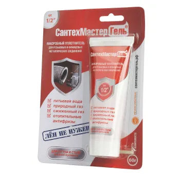Изображение товара Гель герметик красный 60 гр Сантехмастер для металлопрофилей Изображение товара Гель герметик красный 60 гр Сантехмастер для металлопрофилей