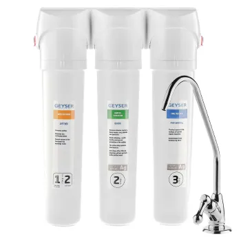 Изображение товара Система очистки воды 3-х ступенчатая Гейзер Смарт для жесткой воды Изображение товара Система очистки воды 3-х ступенчатая Гейзер Смарт для жесткой воды