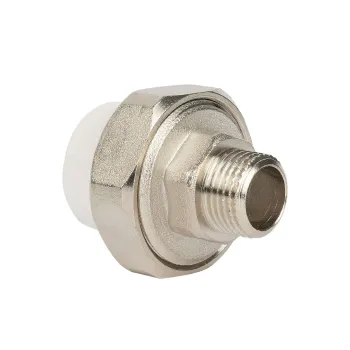 Изображение товара Полипропиленовая муфта TEBO 25х1/2" комбинированная разъемная усиленная Изображение товара Полипропиленовая муфта TEBO 25х1/2" комбинированная разъемная усиленная