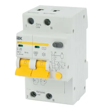 Изображение товара Выключатель автоматический дифференциального тока IEK С 20А 30мА тип AC Изображение товара Выключатель автоматический дифференциального тока IEK С 20А 30мА тип AC