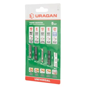 Изображение товара Набор полотен по дереву и металлу Uragan фигурный рез 5 штук Изображение товара Набор полотен по дереву и металлу Uragan фигурный рез 5 штук