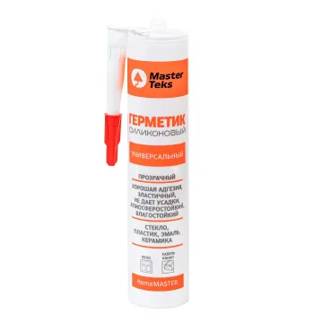 Изображение товара Герметик силиконовый универсальный MasterTeks бесцветный 260 мл для внутренних и наружных работ Изображение товара Герметик силиконовый универсальный MasterTeks бесцветный 260 мл для внутренних и наружных работ