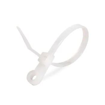 Изображение товара Нейлоновая стяжка с монтажным отверстием 4х150 Белая 100 шт Fortisflex Изображение товара Нейлоновая стяжка с монтажным отверстием 4х150 Белая 100 шт Fortisflex