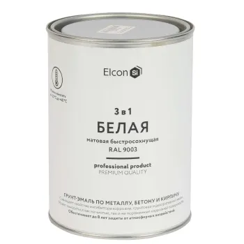 Грунт-эмаль по ржавчине 3в1 Elcon белая (RAL 9003) матовая 0,8кг