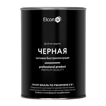 Изображение товара Грунт-эмаль Elcon по ржавчине 3 в 1 матовая черная 0,8 кг Изображение товара Грунт-эмаль Elcon по ржавчине 3 в 1 матовая черная 0,8 кг