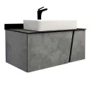 Тумба подвесная Comforty Эдинбург 90 с раковиной Comforty T-Y9378 бетон светлый с черной столешницей_1