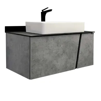 Изображение товара Тумба подвесная Comforty Эдинбург 90 с раковиной бетон светлый и черной столешницей Изображение товара Тумба подвесная Comforty Эдинбург 90 с раковиной бетон светлый и черной столешницей
