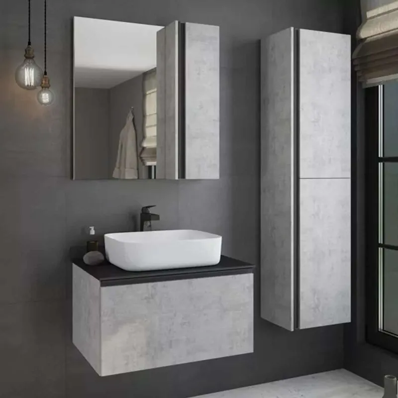Зеркало шкаф Comforty Эдинбург 75 бетон светлый_1
