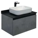 Тумба подвесная Comforty Эдинбург 75 с раковиной T-Y9378 бетон светлый с черной столешницей_1