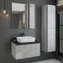 Тумба подвесная Comforty Эдинбург 75 с раковиной T-Y9378 бетон светлый с черной столешницей_2