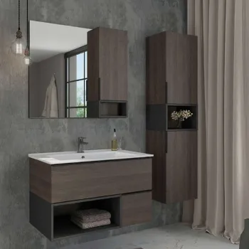 Изображение товара Зеркало шкаф Comforty Франкфурт 90 дуб шоколадно-коричневый Изображение товара Зеркало шкаф Comforty Франкфурт 90 дуб шоколадно-коричневый