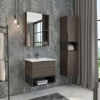 Изображение товара Зеркало шкаф Comforty Франкфурт 60 коричневый, мебель для ванной Изображение товара Зеркало шкаф Comforty Франкфурт 60 коричневый, мебель для ванной