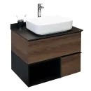 Тумба подвесная Comforty Штутгарт 75 c раковиной T-Y9378 дуб темно коричневый с черной столешницей _1