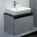 Тумба подвесная Comforty Эдинбург 60 с раковиной 9055RA-50 бетон светлый с черной столешницей_2
