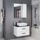 Тумба подвесная Comforty Амстердам 75 с раковиной T Y9378 белый глянцевый с черной матовой столешницей_2