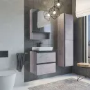 Тумба подвесная Comforty Эдинбург 60-2 с раковиной 9055RA-50 бетон светлый с черной столешницей_2