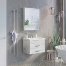 Тумба подвесная Comforty Никосия-70П с раковиной Como 70 дуб белый_2