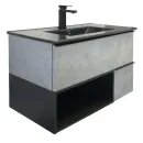 Тумба подвесная Comforty Франкфурт 90 с раковиной Quadro 90 бетон светлый _1