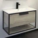 Тумба подвесная Comforty Бонн 75 с раковиной 75E графит/дуб дымчатый_1