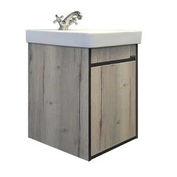 Изображение товара Тумба Comforty Вена 55 с раковиной Адриана 55 дуб дымчатый подвесная бежевый Изображение товара Тумба Comforty Вена 55 с раковиной Адриана 55 дуб дымчатый подвесная бежевый