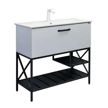 Изображение товара Тумба Comforty Бредфорд-90 белый глянец с раковиной Изображение товара Тумба Comforty Бредфорд-90 белый глянец с раковиной