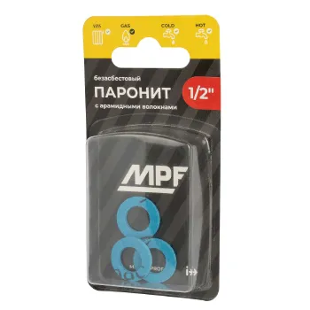Изображение товара Паронитовая безасбестовая прокладка MPF 1/2 3 шт Изображение товара Паронитовая безасбестовая прокладка MPF 1/2 3 шт