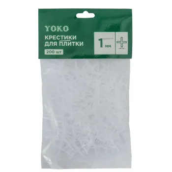 Изображение товара Крестики для кафеля 1 мм 200 шт Yoko - инструменты для ровной укладки плитки Изображение товара Крестики для кафеля 1 мм 200 шт Yoko - инструменты для ровной укладки плитки