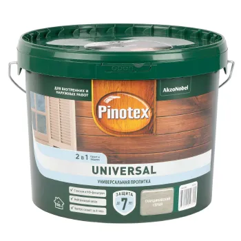 Изображение товара Пропитка Pinotex Universal 2 в 1 скандинавский серый 9 л полуматовая Изображение товара Пропитка Pinotex Universal 2 в 1 скандинавский серый 9 л полуматовая