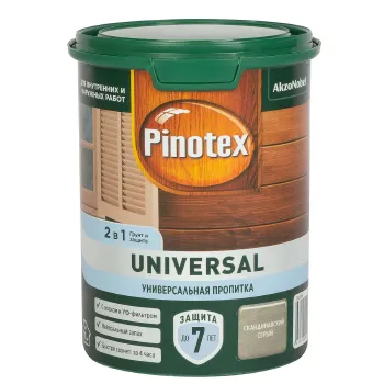 Изображение товара Пропитка Pinotex Universal 2 в 1 для древесины 0,9л серый Изображение товара Пропитка Pinotex Universal 2 в 1 для древесины 0,9л серый