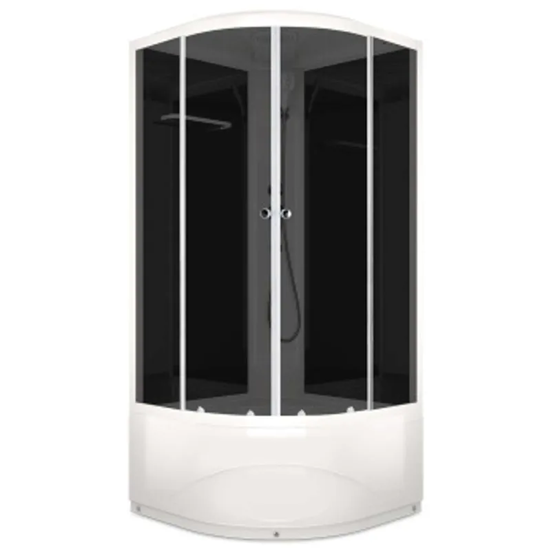 Душевая кабина Domani-Spa Delight Slim 99 высокий поддон 90х90х218 см черные стекла_1