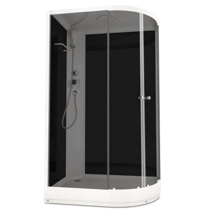 Душевая кабина Domani-Spa Delight Slim 128 L низкий поддон 120х80х218 см черные стекла_1