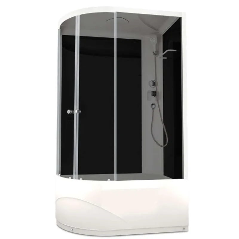 Душевая кабина Domani-Spa Delight Slim 128 R высокий поддон 120х80х218 см черные стекла_1