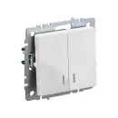 Механизм выключателя двухклавишный с подсветкой Brite белый IP20 IEK_1