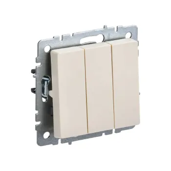 Изображение товара Механизм выключателя трехклавишный Brite IEK встраиваемый бежевый IP20 Изображение товара Механизм выключателя трехклавишный Brite IEK встраиваемый бежевый IP20