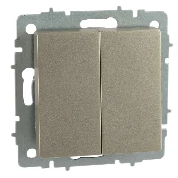 Изображение товара Механизм выключателя двухклавишный IEK Brite шампань Изображение товара Механизм выключателя двухклавишный IEK Brite шампань
