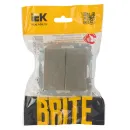 Механизм переключателя проходного двухклавишный Brite шампань IP20 IEK_5