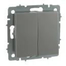 Механизм выключателя двухклавишный Brite сталь IP20 IEK_1