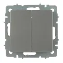 Механизм выключателя двухклавишный Brite сталь IP20 IEK_2