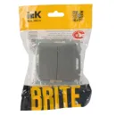 Механизм переключателя проходного двухклавишный Brite сталь IP20 IEK_5
